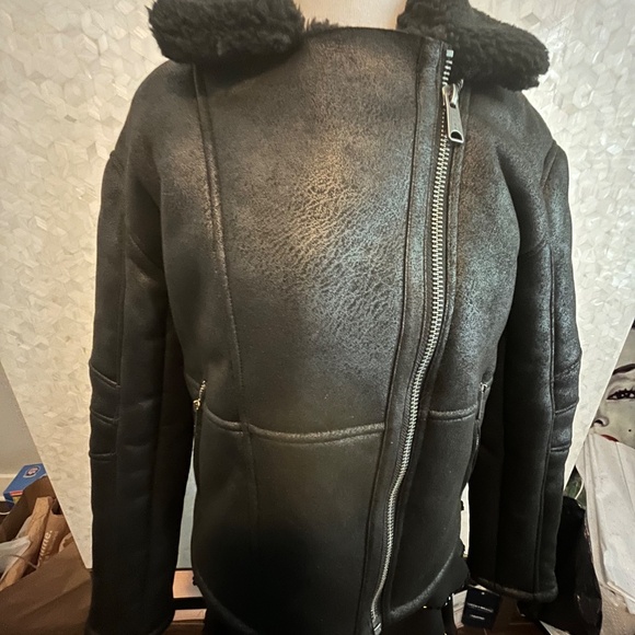 Lucky Brand Faux Fur Shearling Black Jacket - Picture 5 of 11